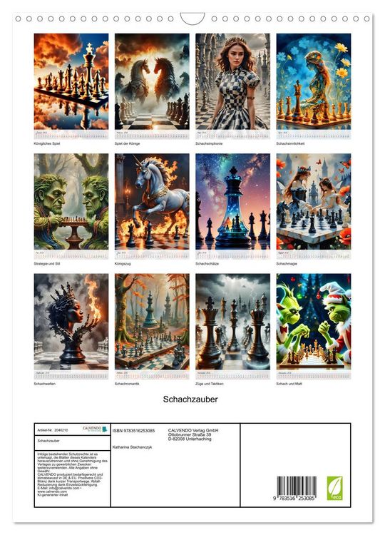 Produktbild: Schachzauber (Wandkalender 2026 DIN A3 hoch), CALVENDO Monatskalender