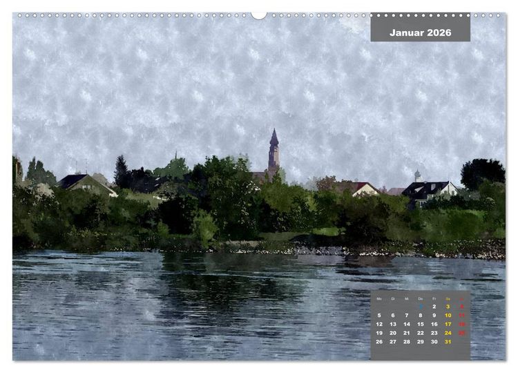 Produktbild: Heimatliches Bayern in Aquarell (hochwertiger Premium Wandkalender 2026 DIN A2 quer), Kunstdruck in Hochglanz
