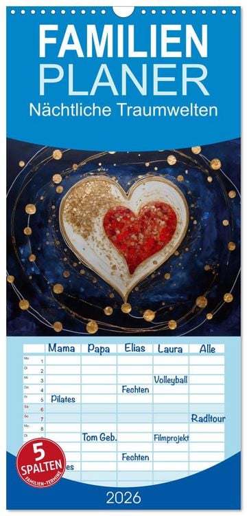Produktbild: Familienplaner 2026 - N&auml;chtliche Traumwelten mit 5 Spalten (Wandkalender, 21 x 45 cm) CALVENDO