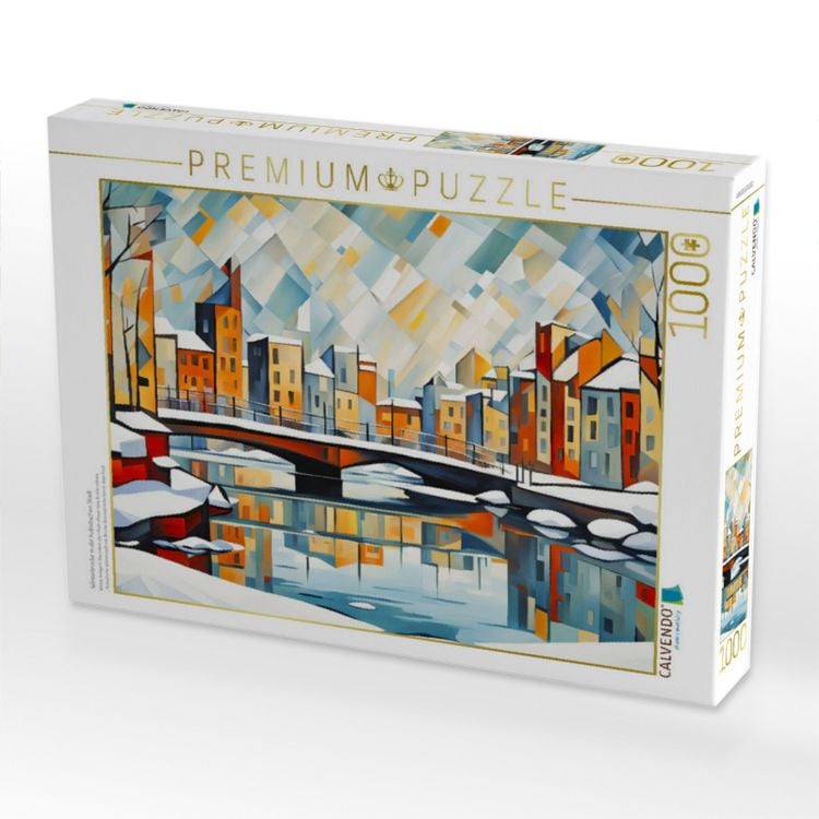 Produktbild: CALVENDO Puzzle Winterbr&uuml;cke in der kubistischen Stadt | 1000 Teile Lege-Gr&ouml;&szlig;e 64x48cm Foto-Puzzle f&uuml;r gl&uuml;ckliche Stunden