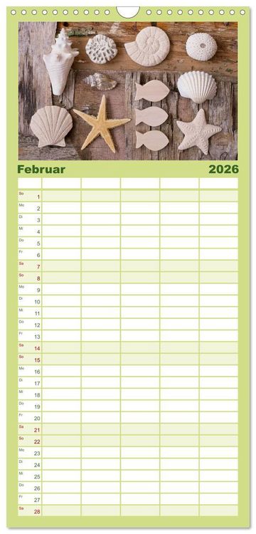 Produktbild: Familienplaner 2026 - Strandgut und Meer mit 5 Spalten (Wandkalender, 21 x 45 cm) CALVENDO
