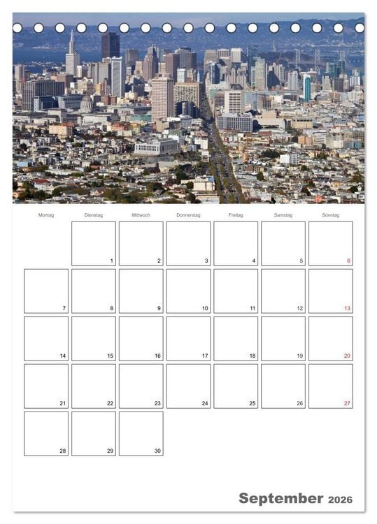 Produktbild: SAN FRANCISCO Terminplaner (Tischkalender 2026 DIN A5 hoch), CALVENDO Monatskalender