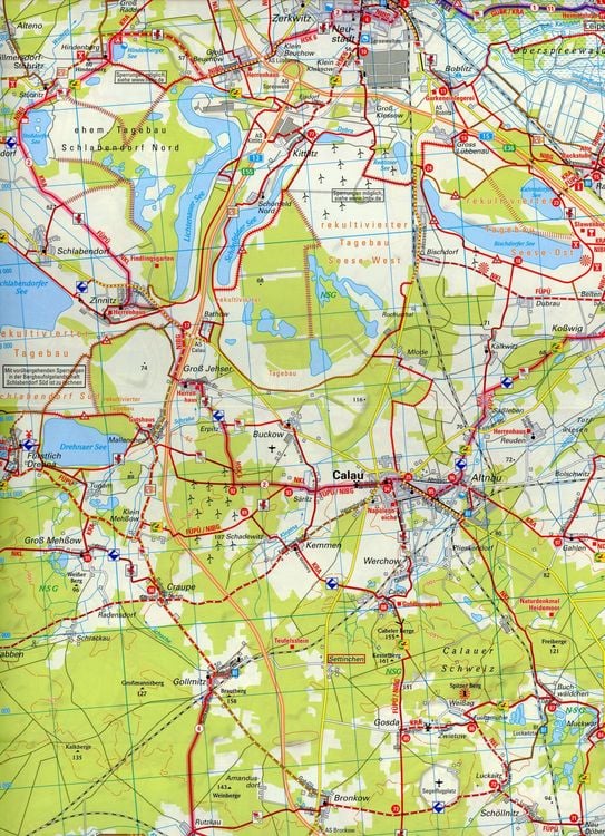 Produktbild: BVA ADFC Regionalkarte Niederlausitz Lausitzer Seen, mit Knotenpunkten 1:75.000