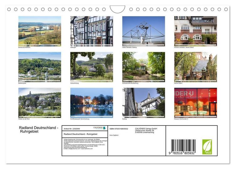 Produktbild: Radland Deutrschland - Ruhrgebiet (Wandkalender 2027 DIN A4 quer), CALVENDO Monatskalender