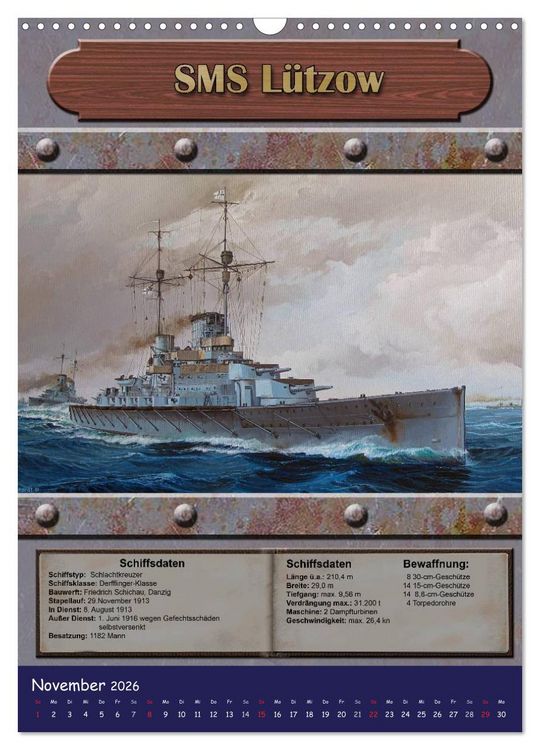 Produktbild: Die kaiserliche Marine 1871 - 1918 (Wandkalender 2026 DIN A3 hoch), CALVENDO Monatskalender