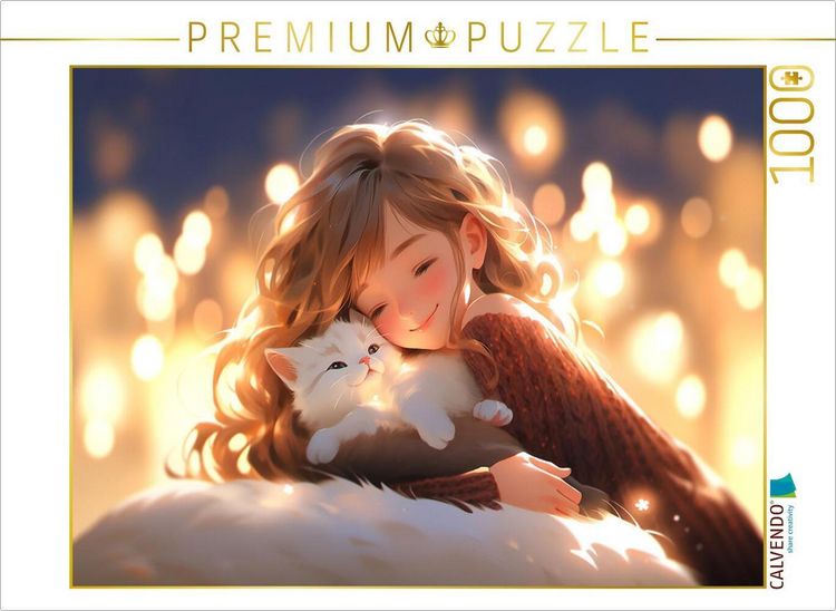 Produktbild: CALVENDO Puzzle Manga Illustration - M&auml;dchen und Katze | 1000 Teile Lege-Gr&ouml;&szlig;e 64x48cm Foto-Puzzle f&uuml;r gl&uuml;ckliche Stunden
