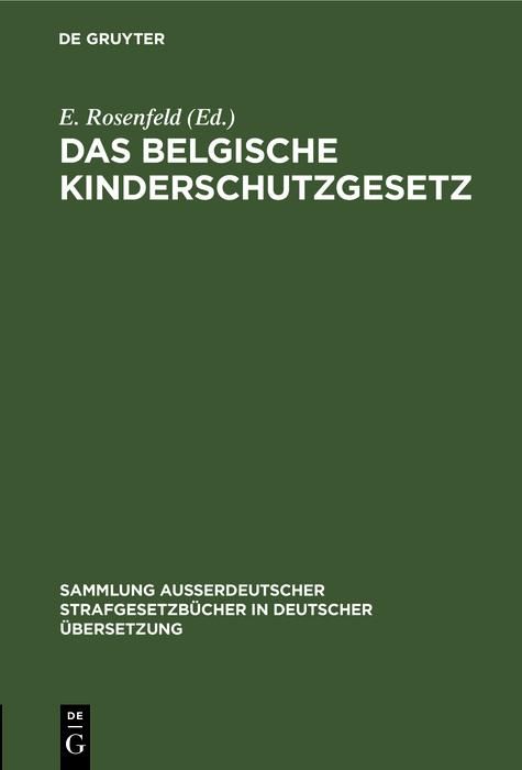 Produktbild: Das belgische Kinderschutzgesetz