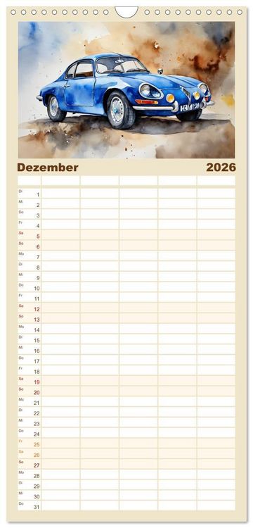 Produktbild: Familienplaner 2026 - Oldtimer - Kultmodelle aus den 1960er Jahren mit 5 Spalten (Wandkalender, 21 x 45 cm) CALVENDO