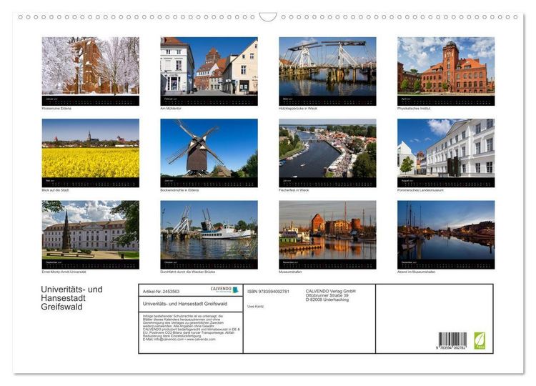Produktbild: Univerit&auml;ts- und Hansestadt Greifswald (Wandkalender 2027 DIN A2 quer), CALVENDO Monatskalender