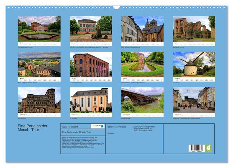 Produktbild: Eine Perle an der Mosel - Trier (Wandkalender 2026 DIN A2 quer), CALVENDO Monatskalender