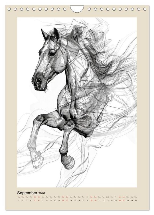 Produktbild: Sketchy Power Horses (Wall Calendar 2026 DIN A4 portrait), CALVENDO 12 Month Wall Calendar