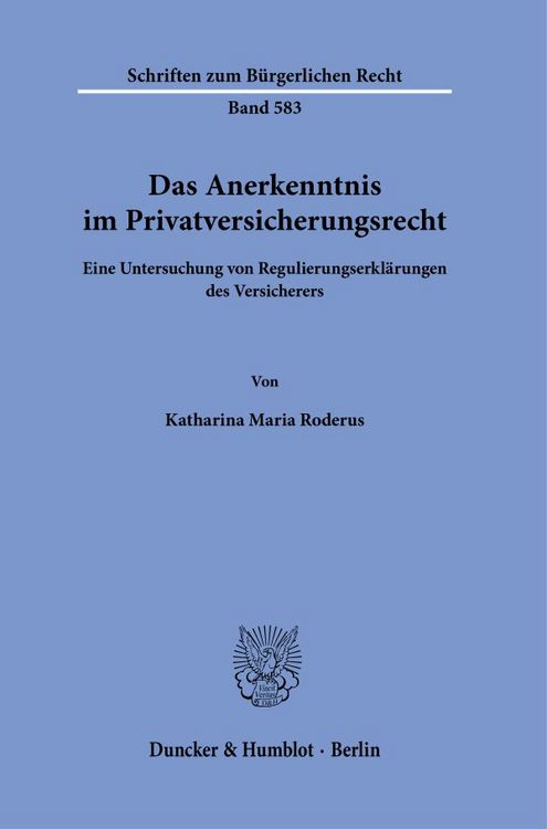 Produktbild: Das Anerkenntnis im Privatversicherungsrecht