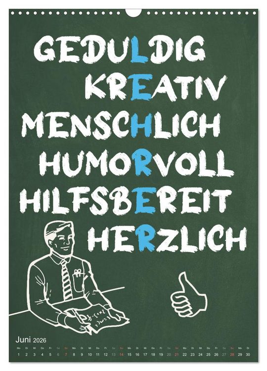 Produktbild: Coole Lehrerspr&uuml;che (Wandkalender 2026 DIN A3 hoch), CALVENDO Monatskalender