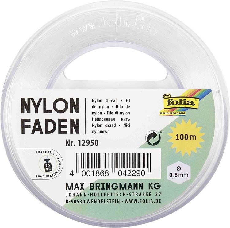 Produktbild: Folia  Nylonfaden auf Spule,  0,5mmx100m, transparent