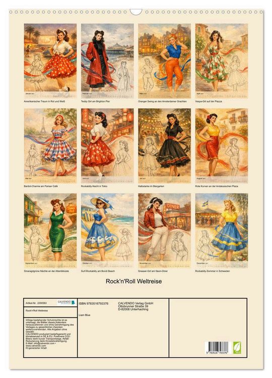 Produktbild: Rock'n'Roll Weltreise (Wandkalender 2027 DIN A2 hoch), CALVENDO Monatskalender