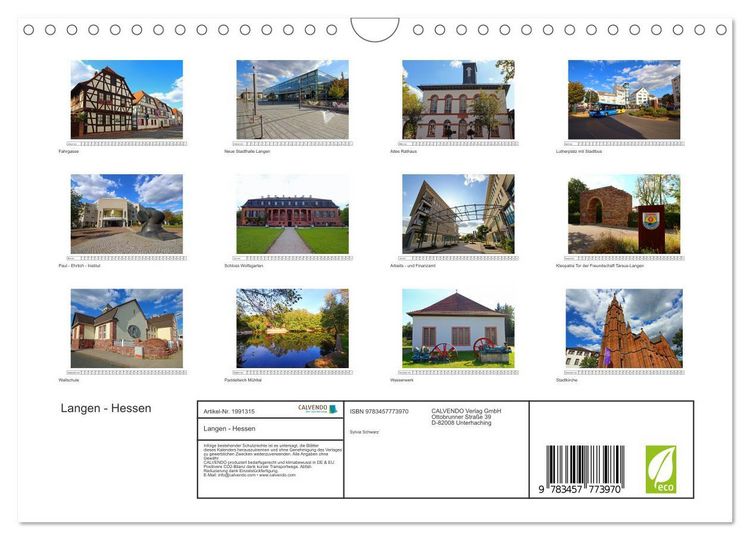 Produktbild: Langen - Hessen (Wandkalender 2026 DIN A4 quer), CALVENDO Monatskalender