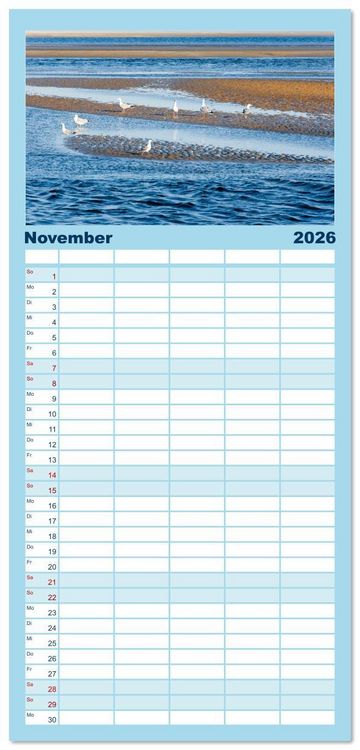Produktbild: Familienplaner 2026 - Buntes und bl&uuml;hendes Borkum mit 5 Spalten (Wandkalender, 21 x 45 cm) CALVENDO