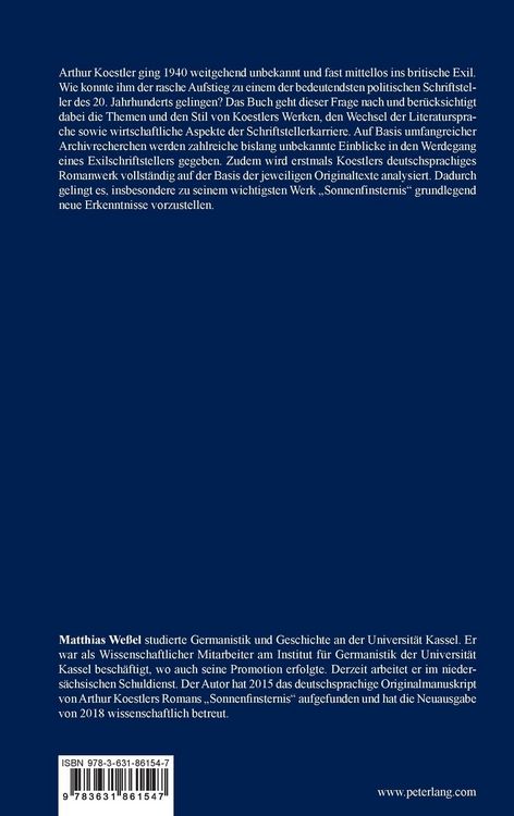 Produktbild: Arthur Koestler. Die Genese eines Exilschriftstellers