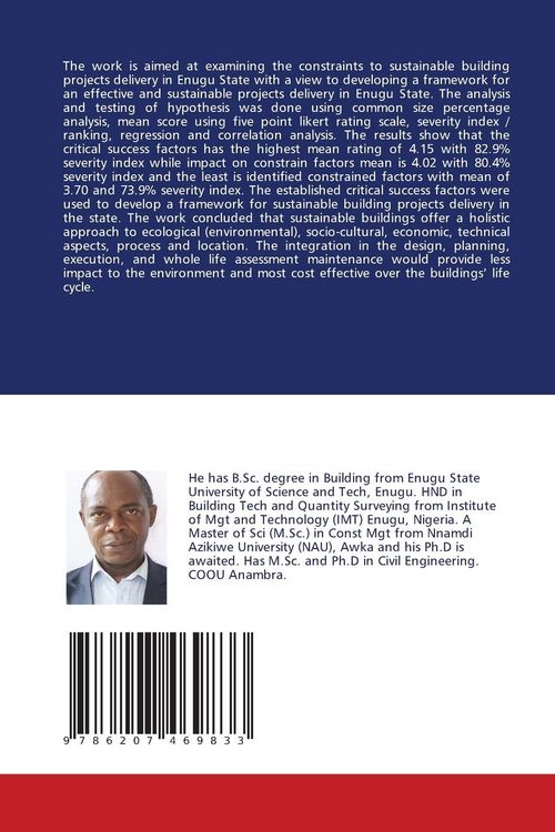 Produktbild: Constraints to Sustainable Projects Delivery in Enugu State, Nigeria