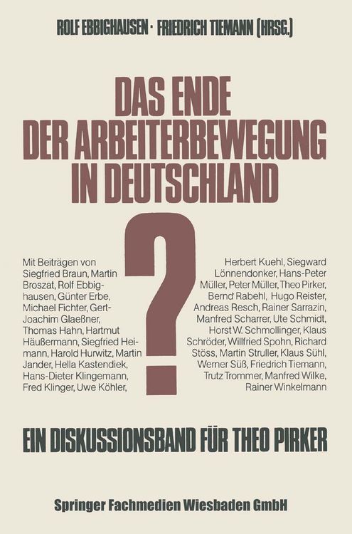 Produktbild: Das Ende der Arbeiterbewegung in Deutschland?
