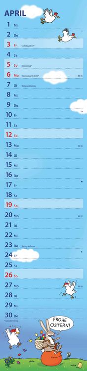 Produktbild: Notizkalender Humor 2026 - Streifenplaner 15x64 cm - Wandkalender - Küchenkalender - mit lustigen Cartoons und Sprüchen - Langplaner
