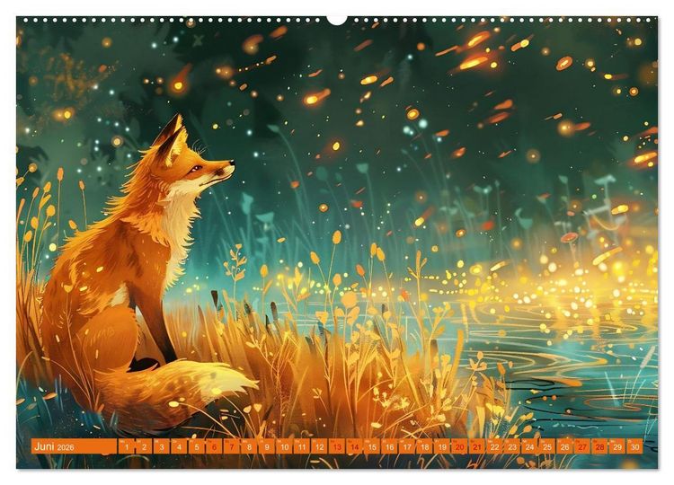 Produktbild: Von F&uuml;chsen und W&ouml;lfen (hochwertiger Premium Wandkalender 2026 DIN A2 quer), Kunstdruck in Hochglanz