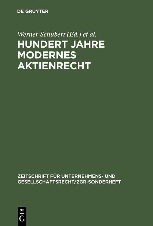 Produktbild: Hundert Jahre modernes Aktienrecht