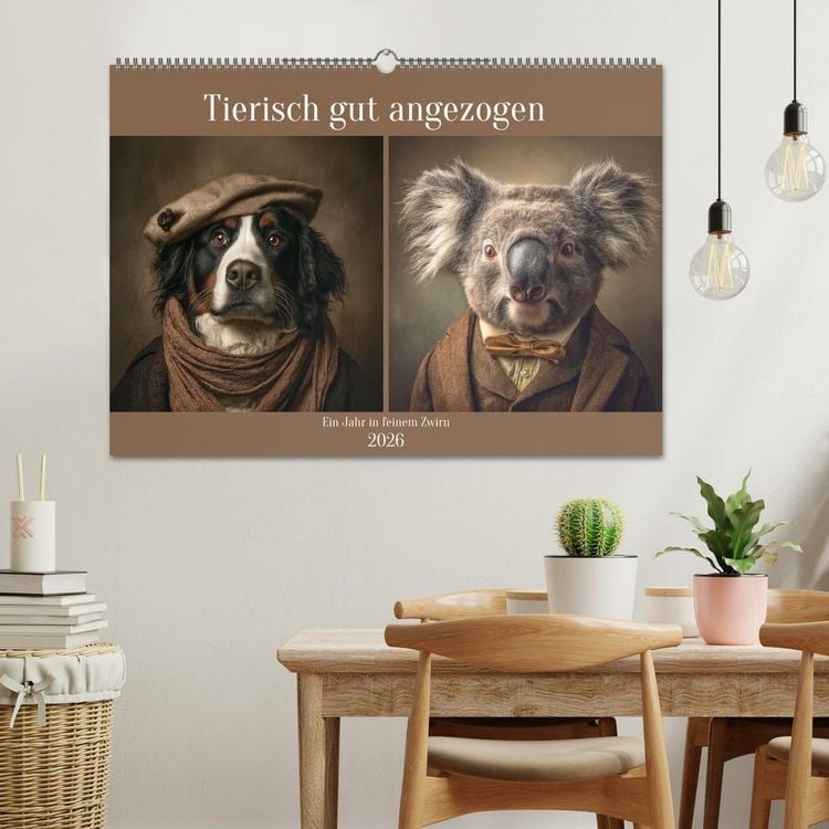 Produktbild: Tierisch gut angezogen (Wandkalender 2026 DIN A2 quer), CALVENDO Monatskalender