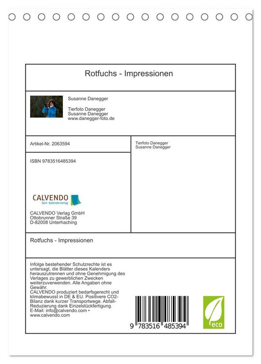 Produktbild: Rotfuchs - Impressionen (Tischkalender 2026 DIN A5 hoch), CALVENDO Monatskalender