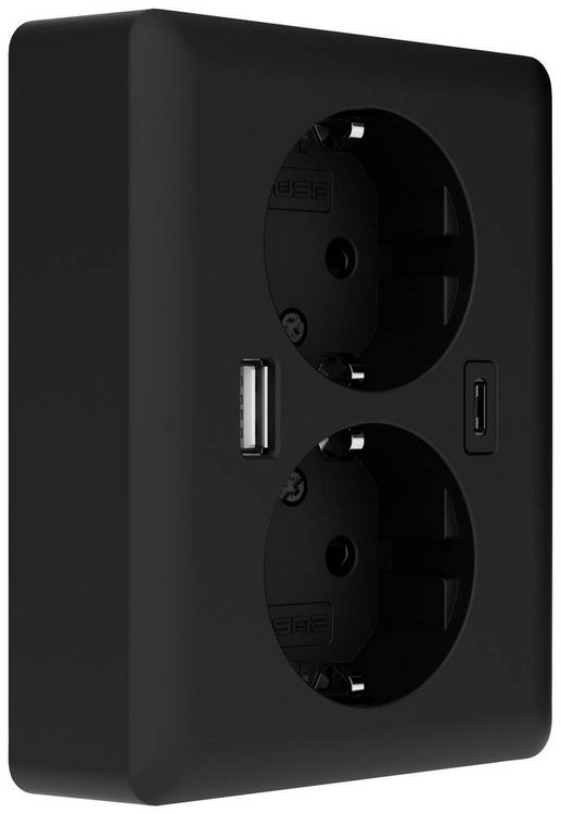 Produktbild: 2USB 2U-449719 Unterputz-Dose mit USB-C&reg;, mit USB-Ladeausgang Schwarz (matt)