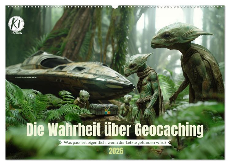 Produktbild: Die Wahrheit &uuml;ber Geocaching (Wandkalender 2026 DIN A2 quer), CALVENDO Monatskalender