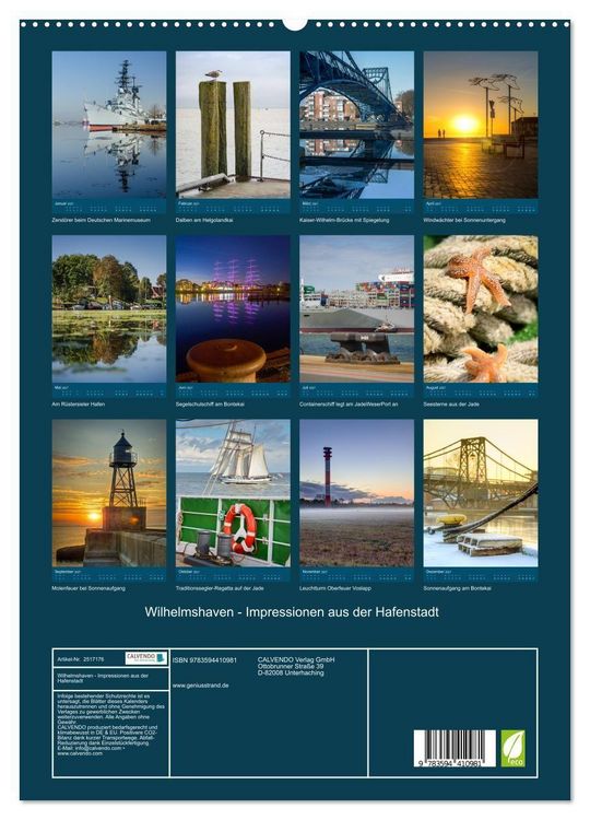 Produktbild: Wilhelmshaven - Impressionen aus der Hafenstadt (hochwertiger Premium Wandkalender 2027 DIN A2 hoch), Kunstdruck in Hochglanz