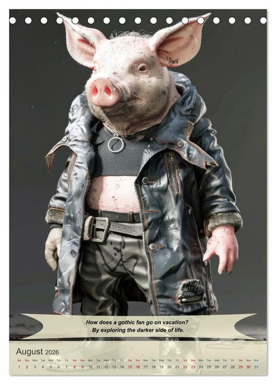 Produktbild: Funny animals in gothic style (Desk Calendar 2026 DIN A5 portrait), CALVENDO 12 Month DeskCalendar