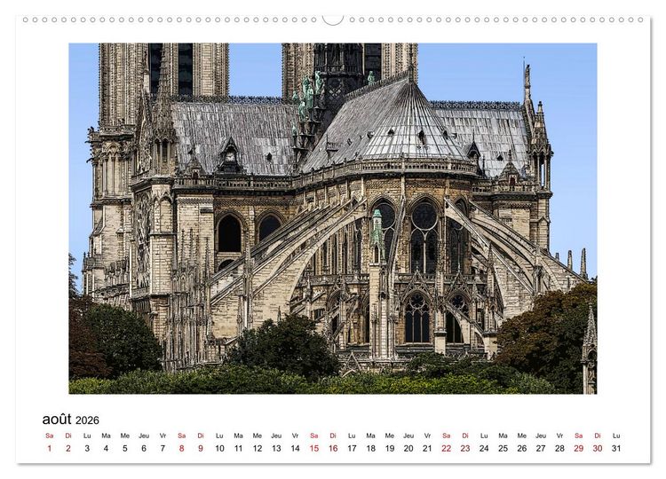 Produktbild: Notre-Dame de Paris en Cartoon (Calendrier mural 2026 DIN A2 vertical) calendrier de bureau