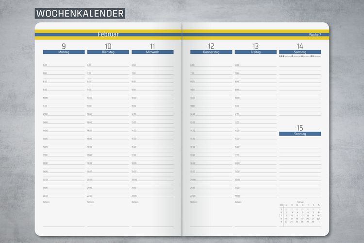 Produktbild: SIGEL L2606 Wochenkalender Linescape 2026, ca. A5, blau, gelb