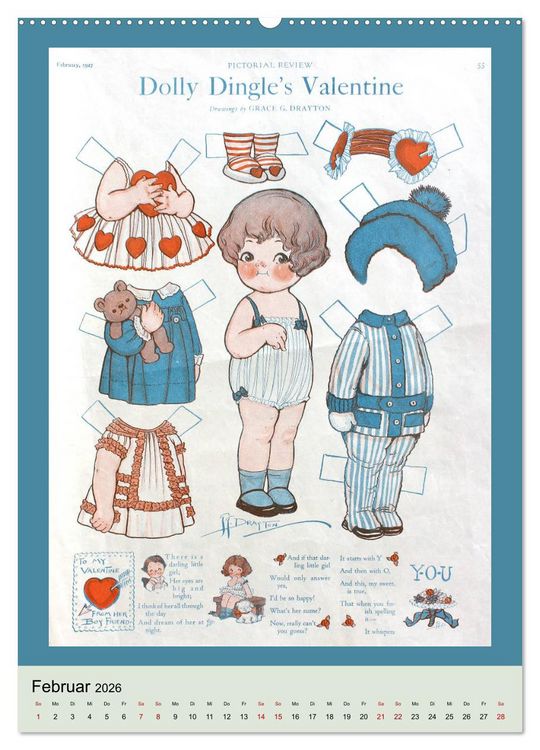 Produktbild: Dolly Dingle Kalender - Anziehpuppen von Grace G. Drayton (hochwertiger Premium Wandkalender 2026 DIN A2 hoch), Kunstdruck in Hochglanz