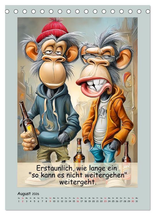 Produktbild: Affengeil. Humor aus dem Gro&szlig;stadtdschungel (Tischkalender 2026 DIN A5 hoch), CALVENDO Monatskalender