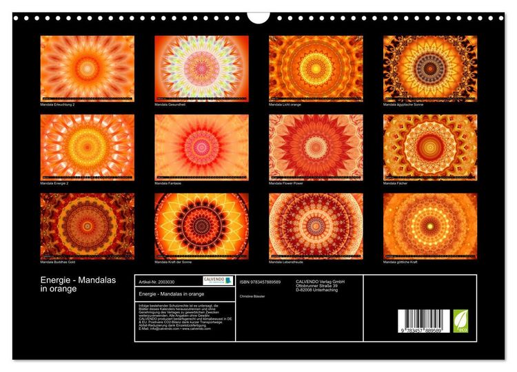 Produktbild: Energie - Mandalas in orange (Wandkalender 2026 DIN A3 quer), CALVENDO Monatskalender
