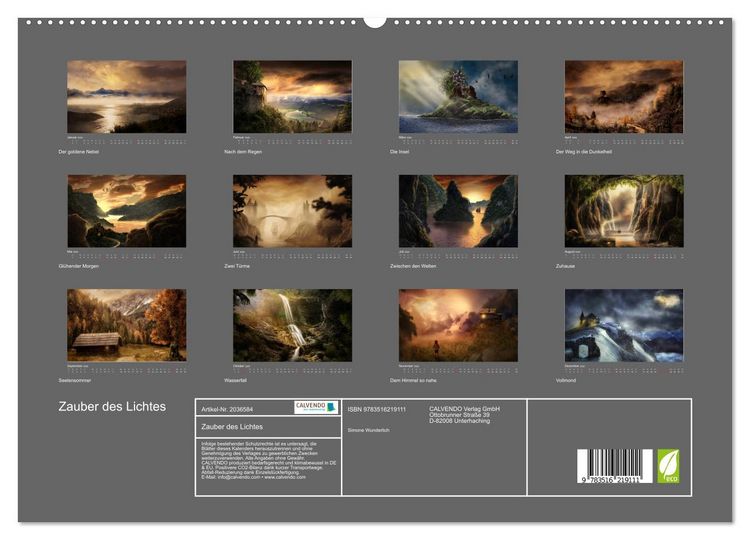 Produktbild: Zauber des Lichtes (hochwertiger Premium Wandkalender 2026 DIN A2 quer), Kunstdruck in Hochglanz