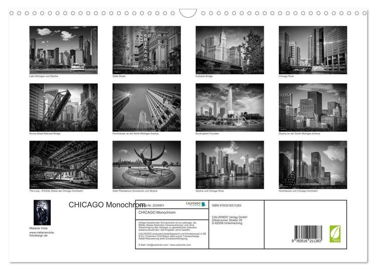 Produktbild: CHICAGO Monochrom (Wandkalender 2026 DIN A3 quer), CALVENDO Monatskalender