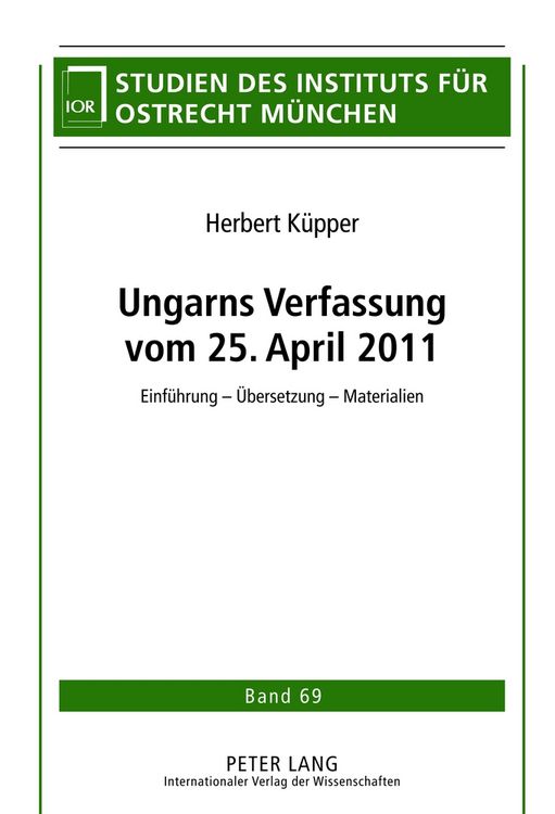 Produktbild: Ungarns Verfassung vom 25. April 2011