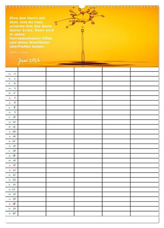 Produktbild: ein Planer mit biblischer Weisheit aus den Spr&uuml;chen Salomos (Wandkalender 2026 DIN A2 hoch), CALVENDO Monatskalender