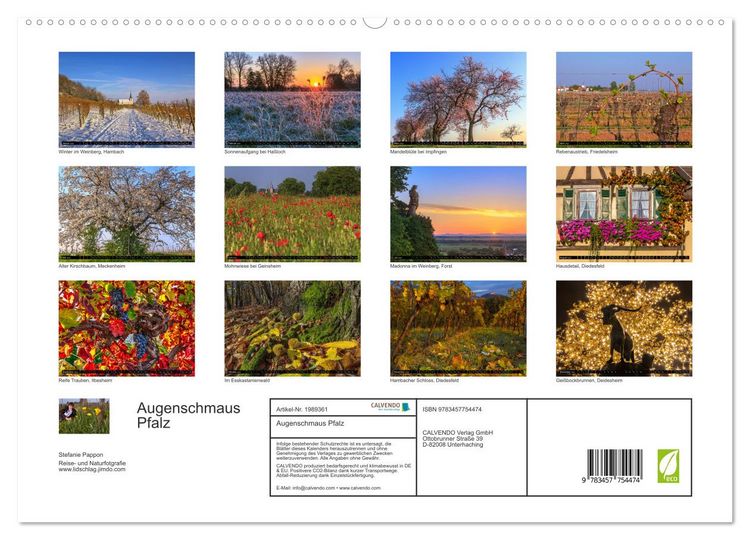 Produktbild: Augenschmaus Pfalz (hochwertiger Premium Wandkalender 2026 DIN A2 quer), Kunstdruck in Hochglanz