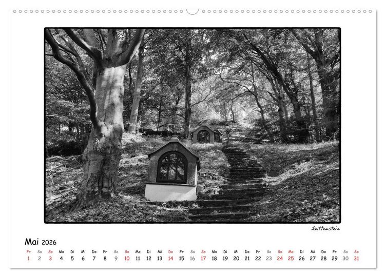 Produktbild: RH&Ouml;N SCHWARZ-WEISS (Wandkalender 2026 DIN A2 quer), CALVENDO Monatskalender