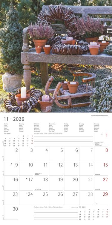 Produktbild: Gartendekor 2026 - Broschürenkalender 30x30 cm (30x60 geöffnet) - Kalender mit Platz für Notizen - Garten - Bildkalender - Gartenkalender