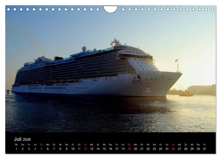 Produktbild: Cruiseliner in Warnem&uuml;nde (Wandkalender 2026 DIN A4 quer), CALVENDO Monatskalender