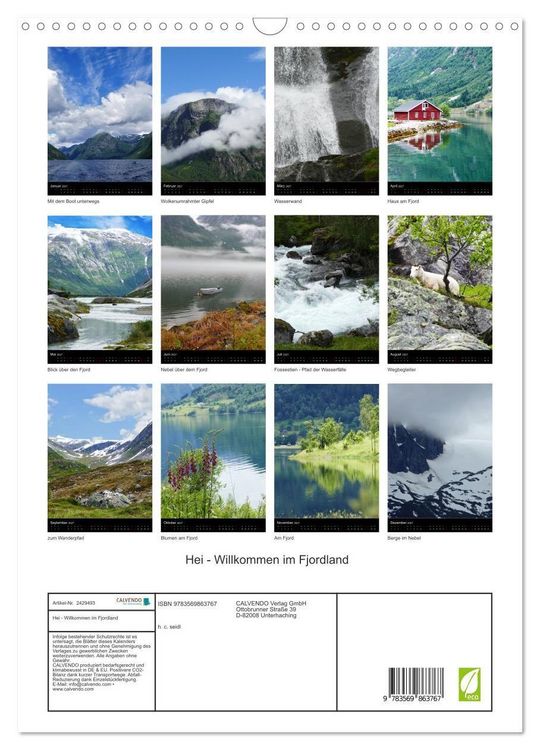 Produktbild: Hei - Willkommen im Fjordland (Wandkalender 2027 DIN A3 hoch), CALVENDO Monatskalender