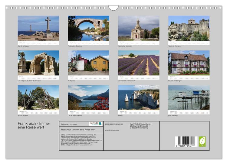 Produktbild: Frankreich - Immer eine Reise wert (Wandkalender 2026 DIN A3 quer), CALVENDO Monatskalender