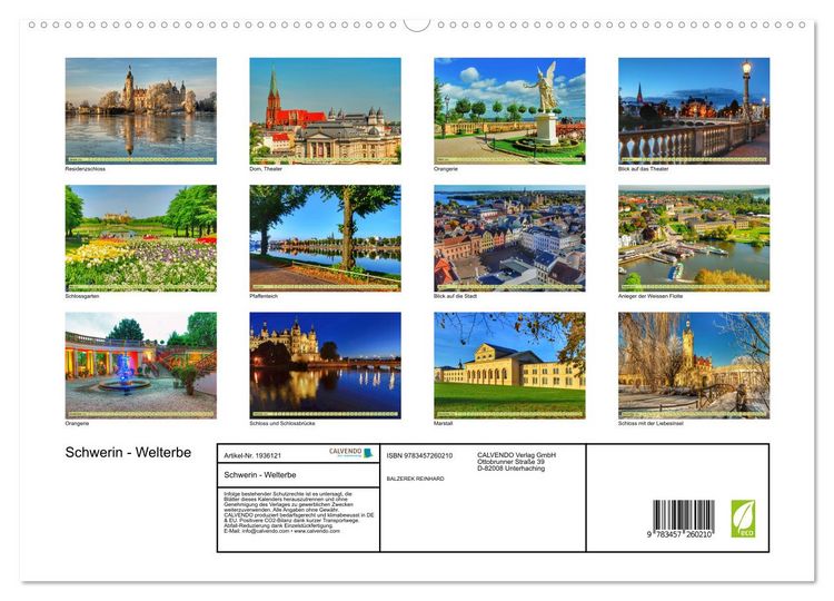 Produktbild: Schwerin - Welterbe (hochwertiger Premium Wandkalender 2026 DIN A2 quer), Kunstdruck in Hochglanz