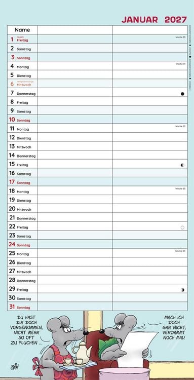 Produktbild: Uli Stein Timer f&uuml;r zwei 2027: Monatskalender f&uuml;r die Wand